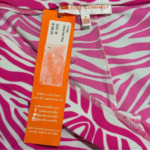 Jude Connally NWT Medium Zebra Hot Pink Trixie Wide Leg Pant Stretch Knit Lounge - Picture 3 of 5